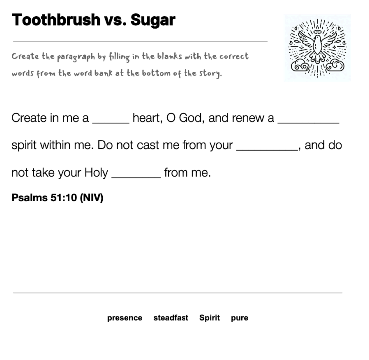 Toothbrush vs. Sugar fill-in-the-blank